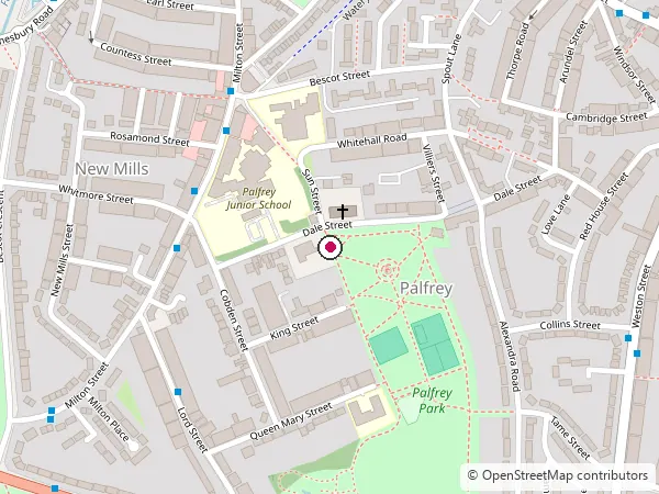 Street map showing The Seedhut at Palfrey Park, Walsall, WS1 4AN