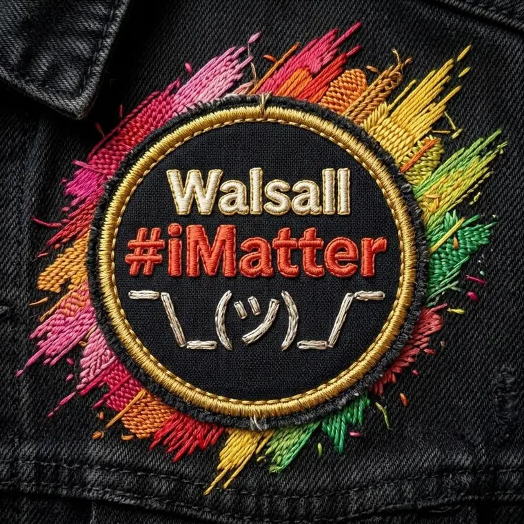 A stitched twist on the iMatter badge, on a denim jacket, made by someone else