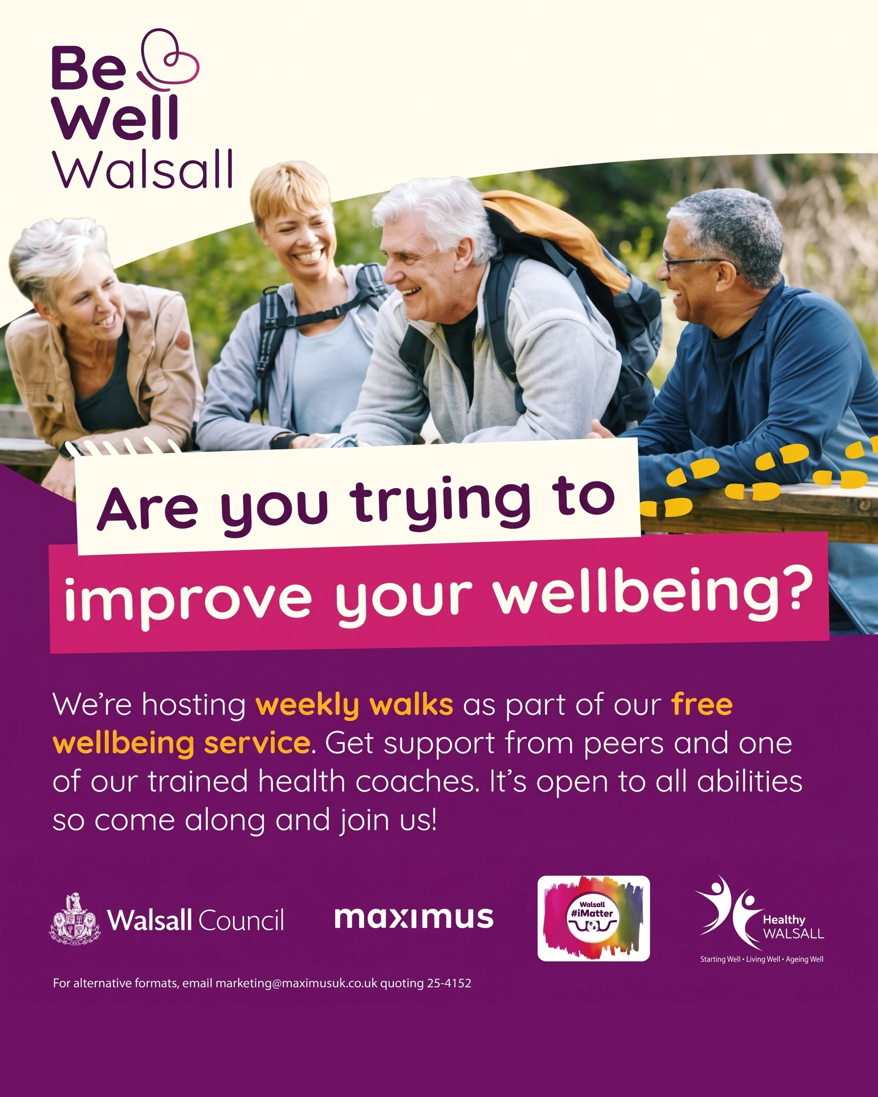 Be Well Walsall wellbeing walk flyer